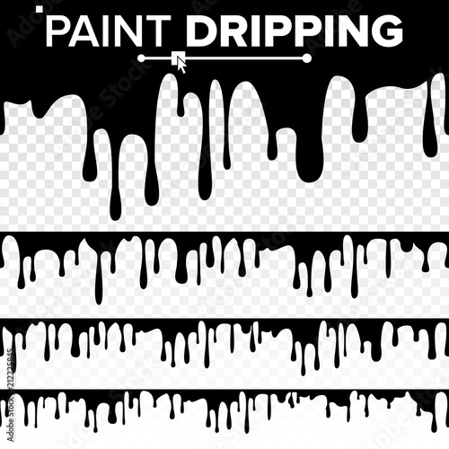 Paint Dripping Liquid Vector. Abstract Current Paint, Stains. Chocolate, Syrup Leaking. Isolated Illustration