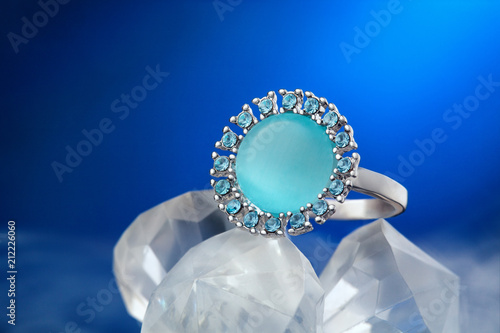 Precious ring with gemstone.