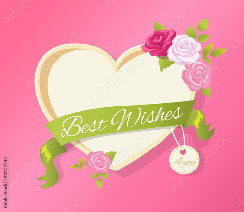 Best Wishes Heart Shape Greeting Card Empty Frame