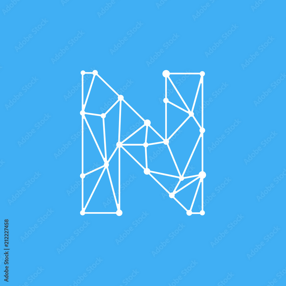 Vector Logo Letter N Dots Lines Vector Logo Letter N Dots Lines