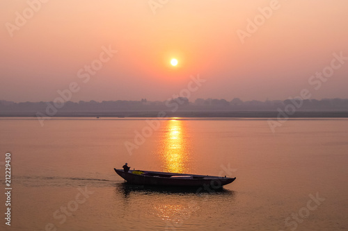 Varanasi, India. Boats on the ghats of Varanasi. © Denis