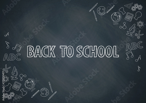 Back to school, Welcome to school with chalkboard background vector
