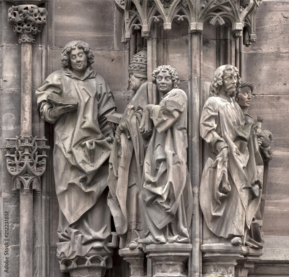 Détail du portail de la cathédrale de Strasbourg, Bas-Rhin, France