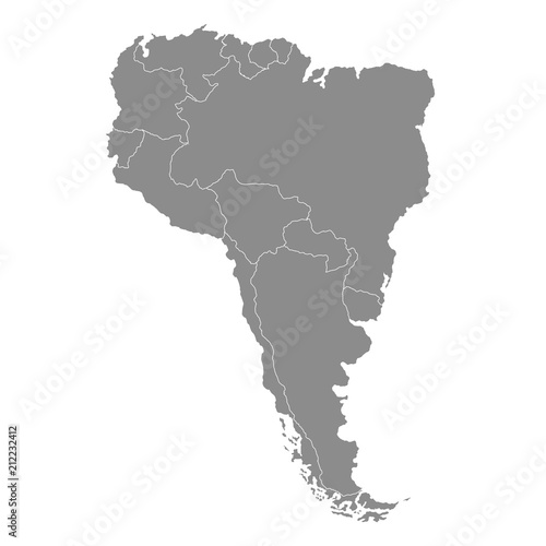 Territory of South America with contour. Vector Illustration
