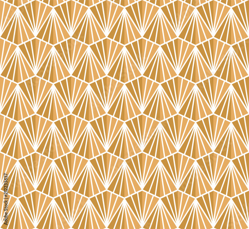 Fototapeta Naklejka Na Ścianę i Meble -  Geometric Golden Diamond Vector Seamless Pattern. Abstract Art Deco Background. Classic Stylish Texture.