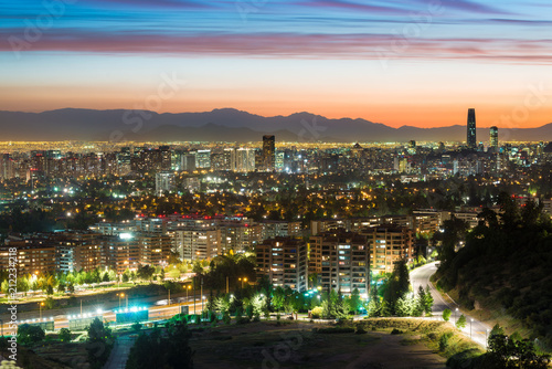 Panoramic view of Santiago de Chile with Las Condes and Vitacura districts and the wealthy neighborhood of Lo Curro photo