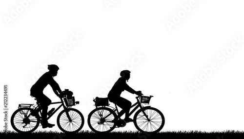 Fototapeta Naklejka Na Ścianę i Meble -  silhouette Sport man whit bike on white background