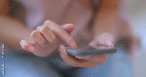 Woman use of mobile phone