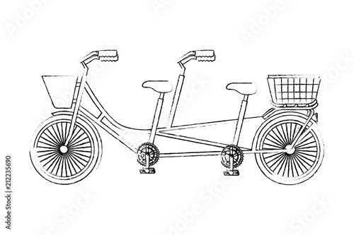 classic tandem bicycle with basket