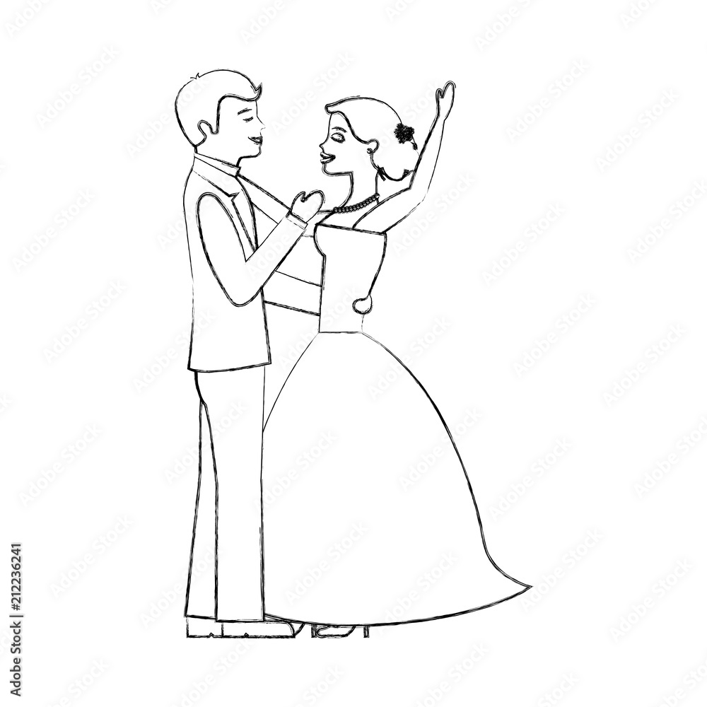 Fototapeta premium happy bride and groom and their first dance wedding day