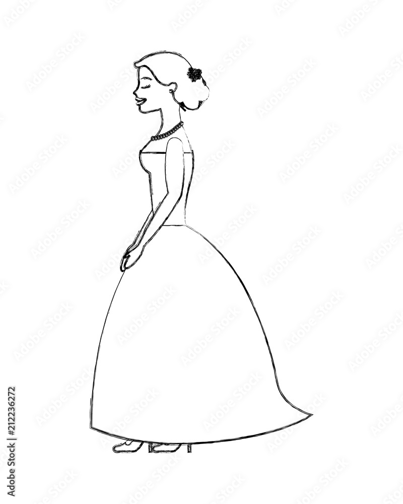 beautiful bride standing wedding day side view beautiful bride standing wedding day side view