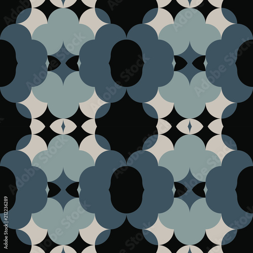 Geometric vector seamless pattern in retro style . Modern  background with circles, lines and other simple shapes.