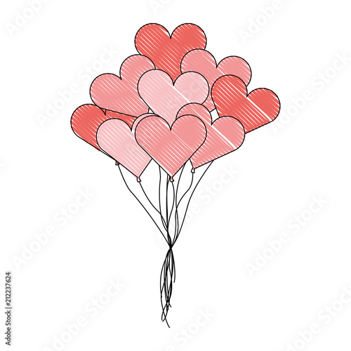 cute bunch of hearts shape balloons