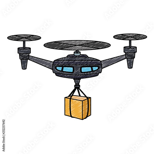 Drone with box vector illustration graphic design