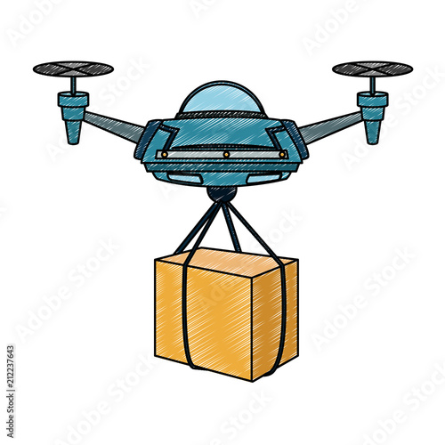 Drone with box vector illustration graphic design