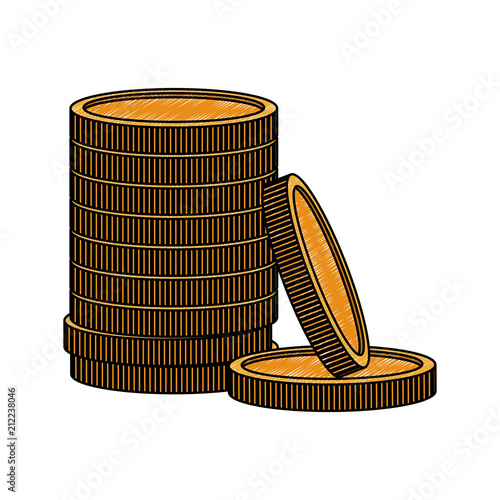 Coins stacked isolated vector illustration graphic design