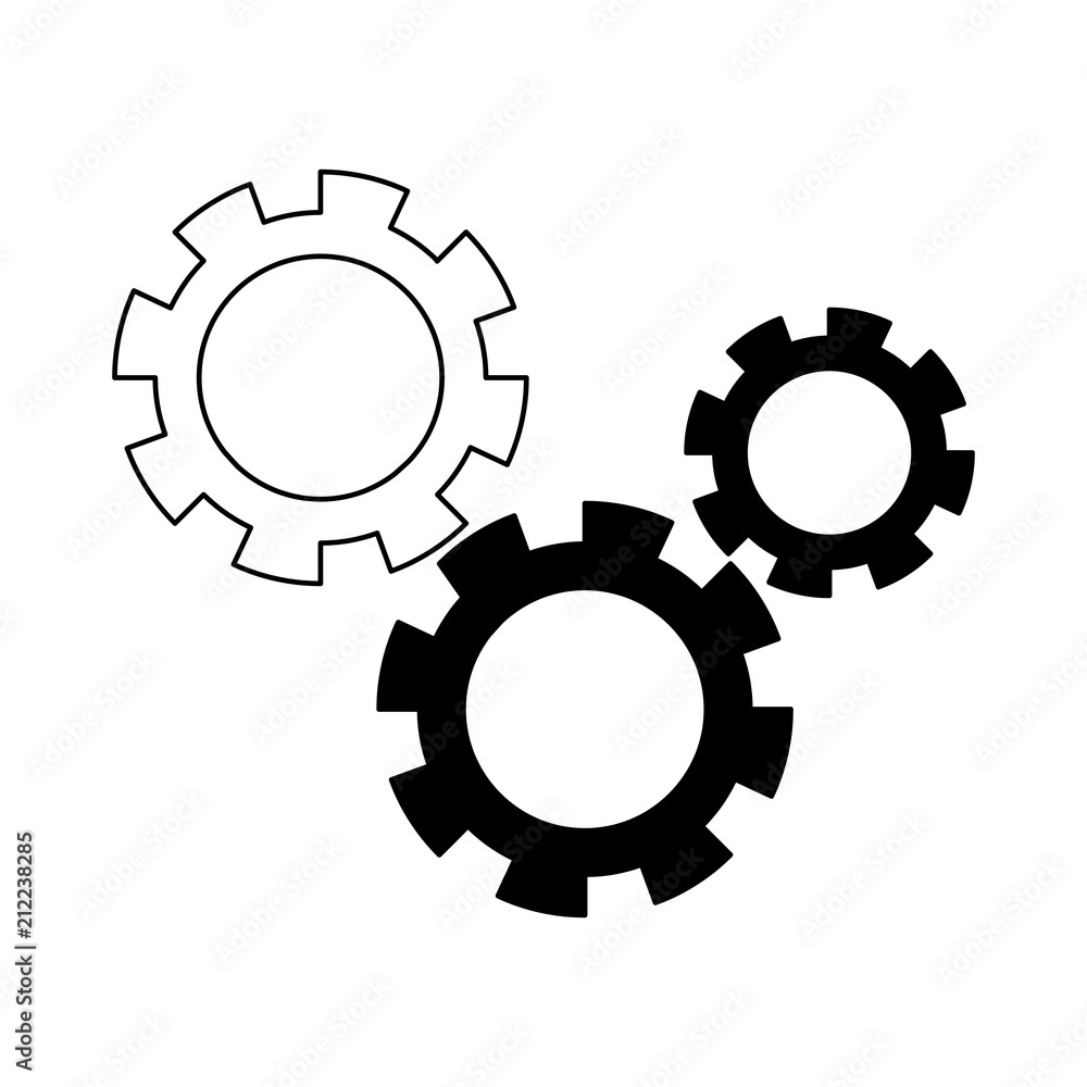Gears machinery pieces vector illustration graphic design