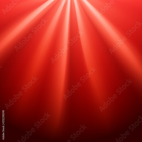 Red rays flare on black background