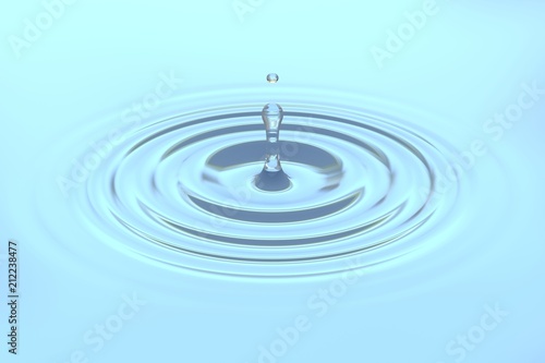 Water drop falling on water surface background