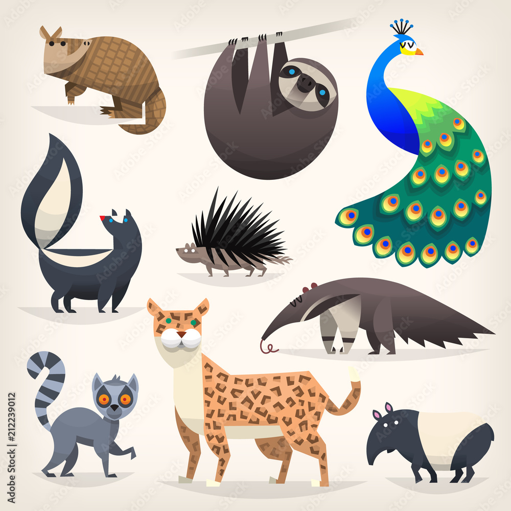 Wild animals from savanah, desserts and woods Stock Vector | Adobe Stock