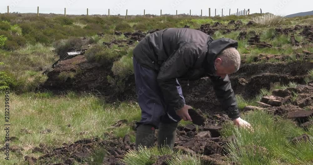Peatland, bogland, Peat, drainage, coal, County Mayo. Turf