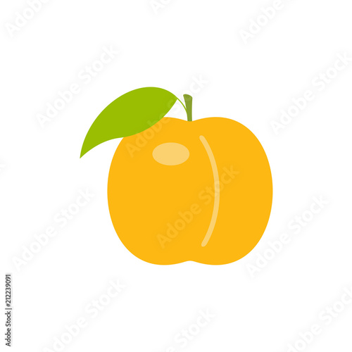 Orange peach. flat style. isolated on white background