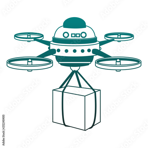 Drone with box vector illustration graphic design