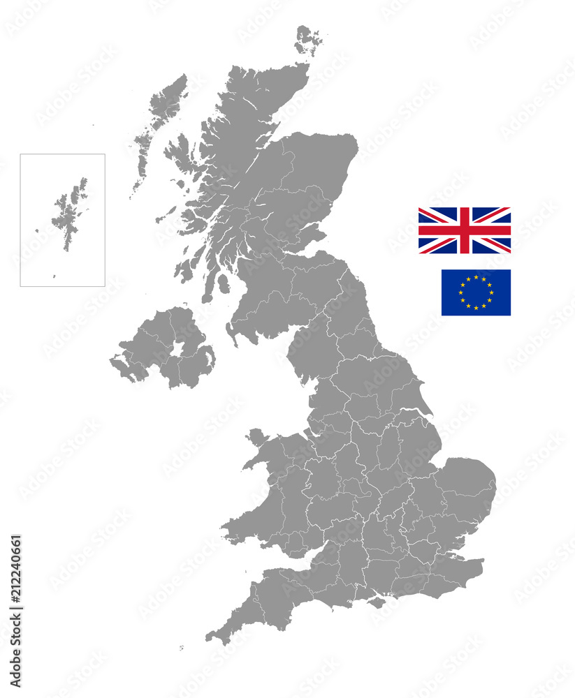 Naklejka premium Grey Vector Political Map of the UK
