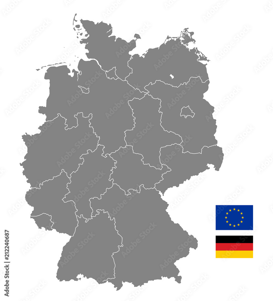 Obraz premium Grey Vector Political Map of Germany