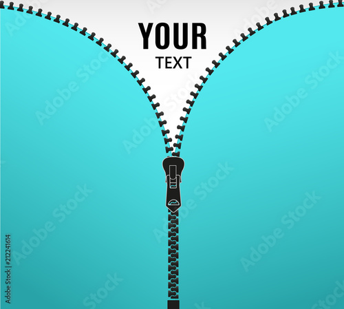Vector illustration. Zippered lock and unlock. Zipper buttoned. Closed and open zipper.