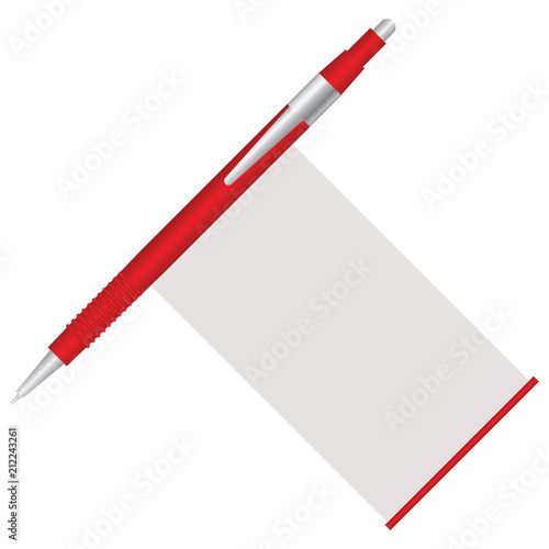 Red pen with cheat sheet