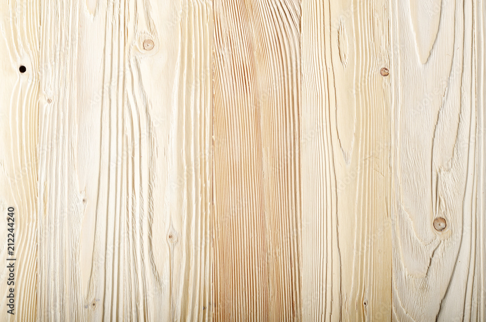Fototapeta premium Weathered pine wood planks background with grained surface. Place for text