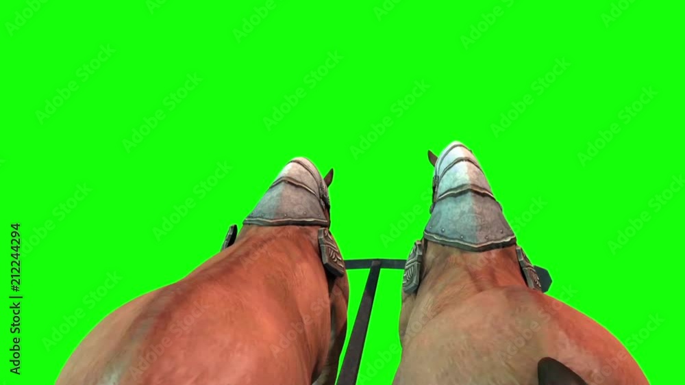 Carriage Horses Run Close up Green Screen 3D Rendering Animation Stock ...