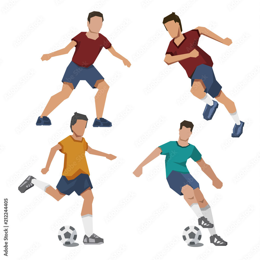 Trendy flat style football players collection. Vector eps10