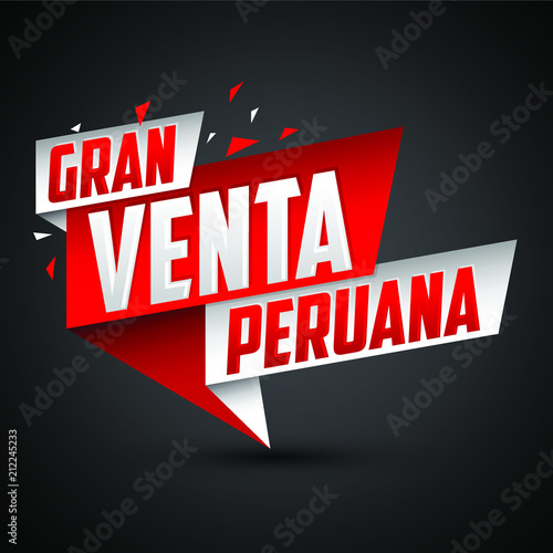 Gran venta Peruana, Peruvian big sale spanish text, vector modern colorful promotional banner