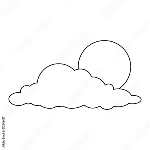 cloud with sun weather icon vector illustration design