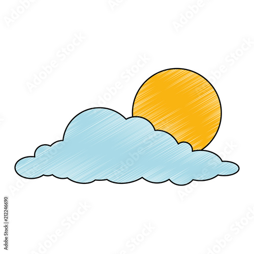 cloud with sun weather icon vector illustration design