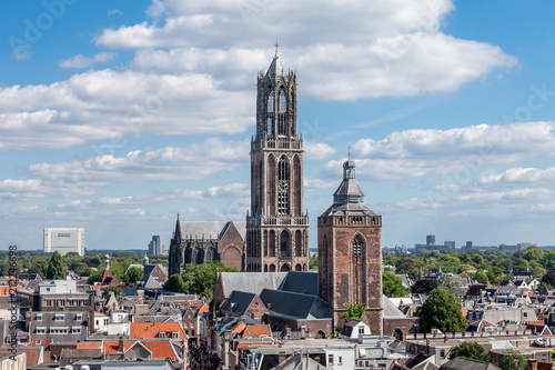 Dutch city of Utrecht with cathedral towering over the city