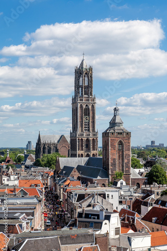 Dutch city of Utrecht with cathedral towering over the city