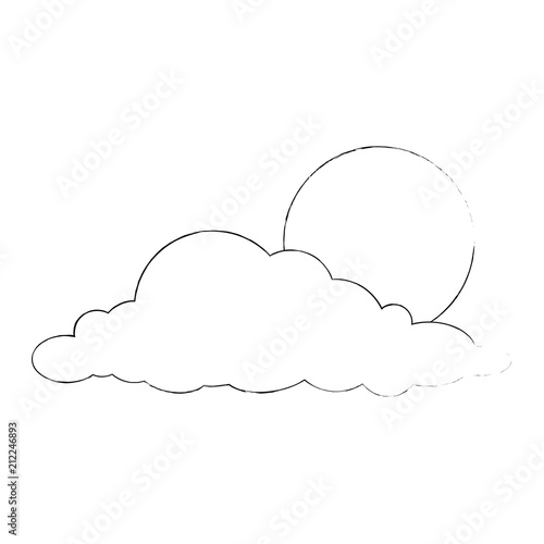 cloud with sun weather icon vector illustration design