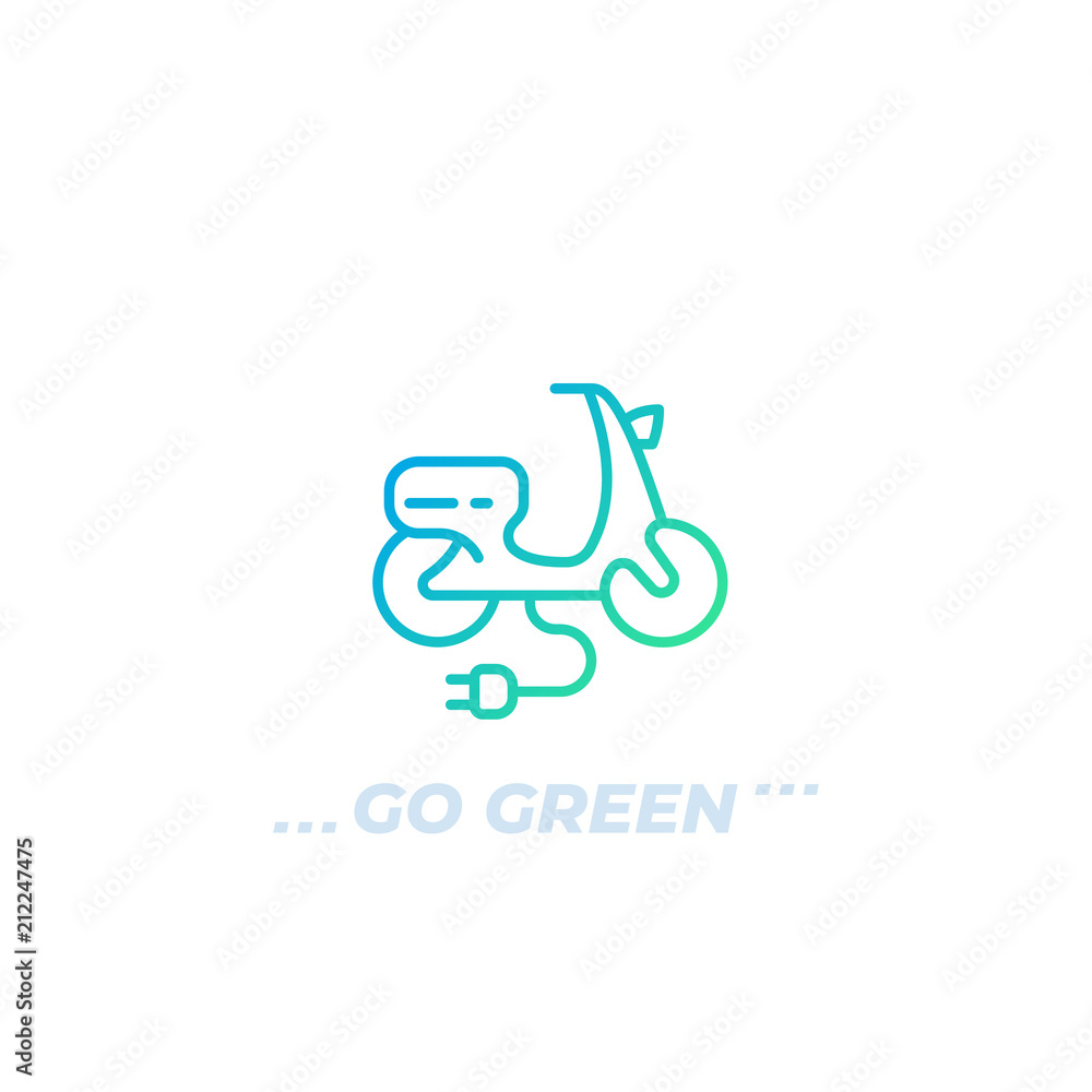 electric scooter vector logo, line icon on white electric scooter vector logo, line icon on white