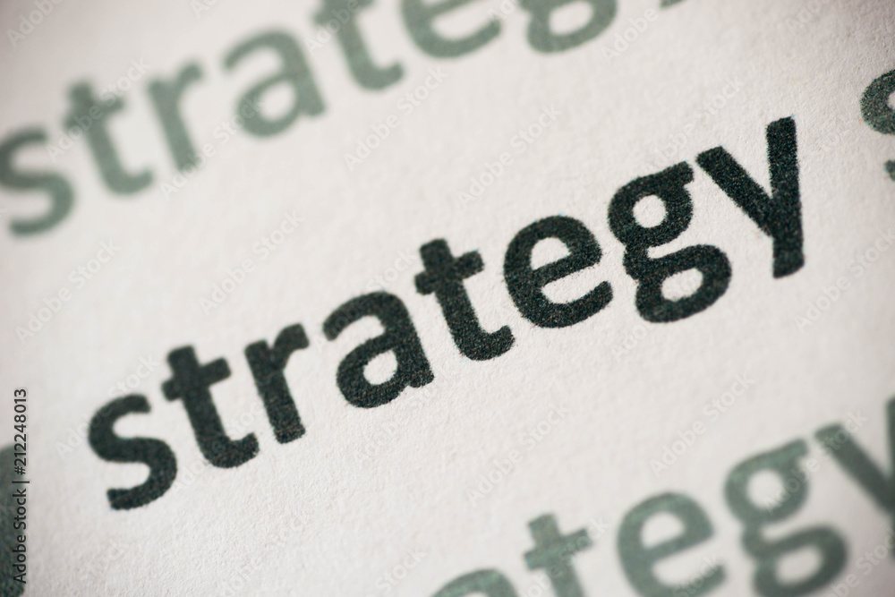 word strategy printed on paper macro word strategy printed on paper macro