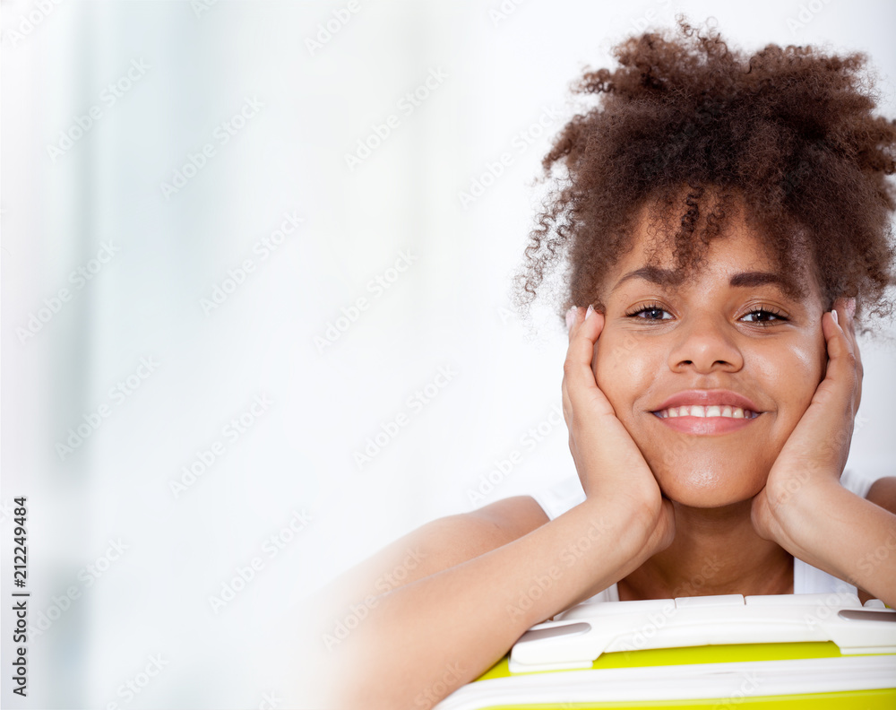 Fototapeta premium African girl teenager portrait of closeup face