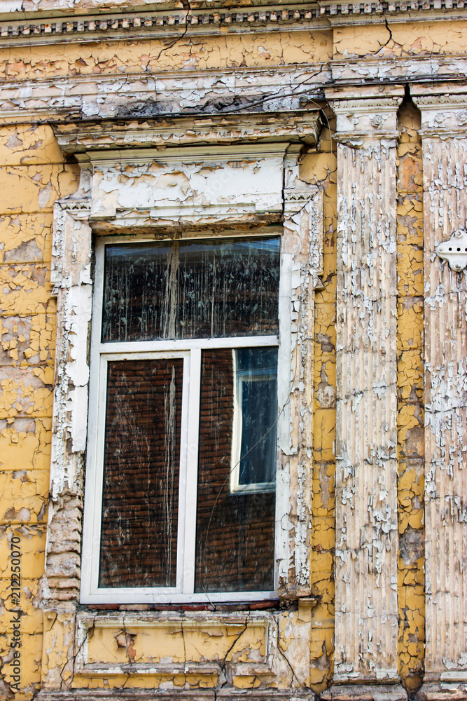 Old Tbilisi architecture, window and exterior decor in summer day