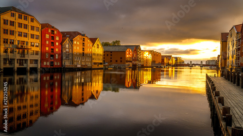 Obraz na płótnie Trondheim city on the sunrise, Norway.