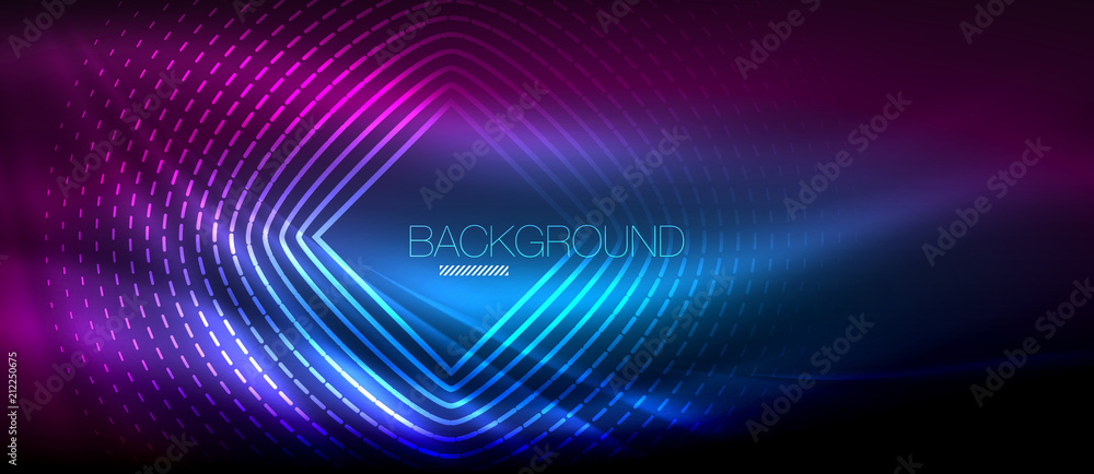 Neon glowing wave, magic energy and light motion background. Wallpaper template, hi-tech future concept Neon glowing wave, magic energy and light motion background. Wallpaper template, hi-tech future concept