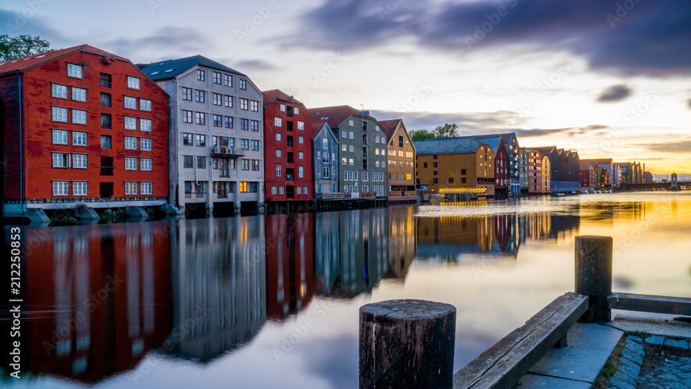 Trondheim city before sunrise. Norway