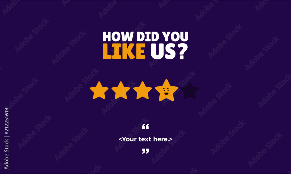 User rating concept. Review and rate us stars. Business concept for social media. vector illustration