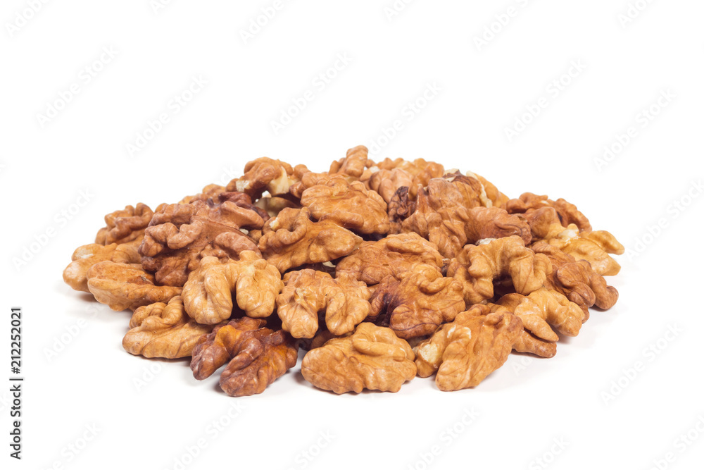 Walnut kernels isolated on the white background Walnut kernels isolated on the white background