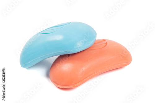 Two bath soap isolated on white background